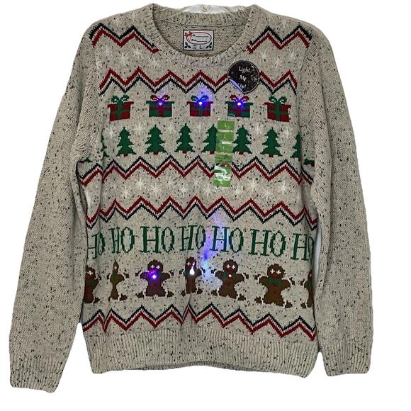 Ugly Light Up Mens Sweater Large Ugly Christmas Party Holiday Festival - Picture 1 of 7